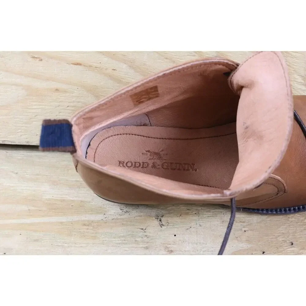 New Rodd & Gunn Boots Mens 8 Brown Leather Pebbly Hill Chukka Ankle Portugal